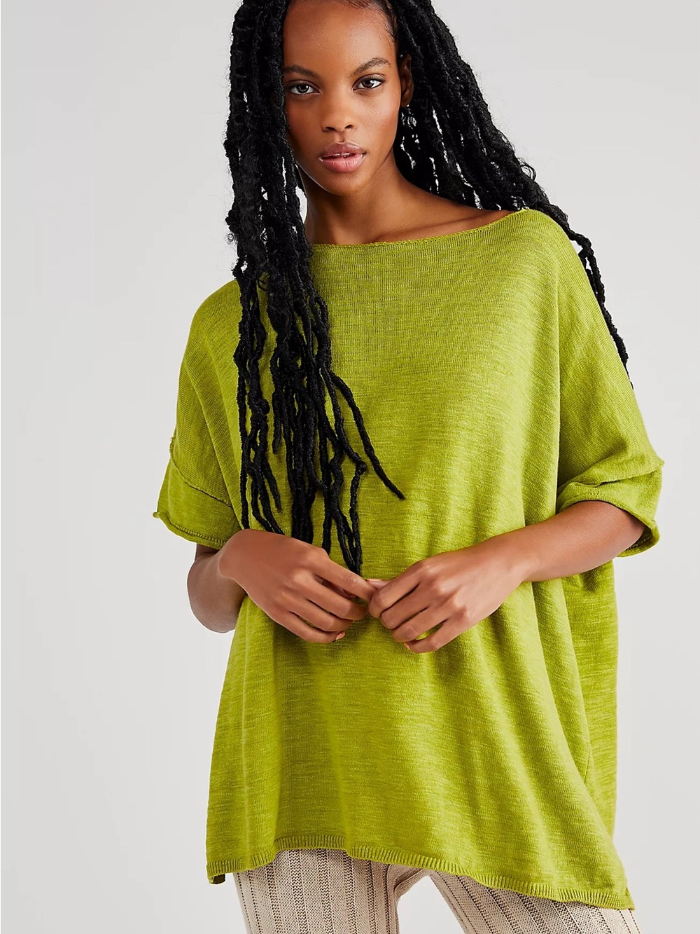 Relaxed Boxy Knit Top in Apple Green